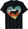 Basset Hound Silhouette Heart Retro Striped Graphic Tee Casual Trip T-Shirt for Men