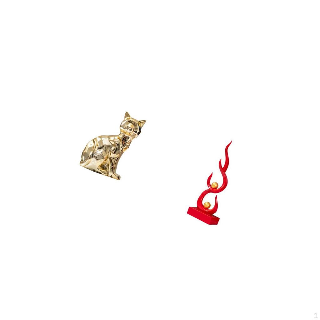 Cat Flame Decorative Figurine Animal Sculpture Art Craft Ornament for Fireplace Abstract Resin Fire
