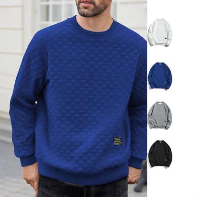 Autumn/Winter New Arrival Slim-Fit Crew Neck Long-Sleeved Checkered Casual Base Layer for Men