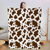 White Base Brown Cow Spot Throw Blanket,Dorm Office Nap Bedroom Rest Birthday Anniversary Soft Daily Keepsake