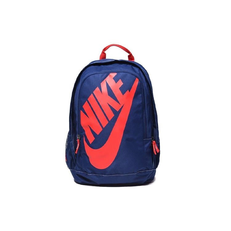 Nike Logo Print Zipper Polyester Backpack Unisex Backpacks Blue CK0953-492 Blue