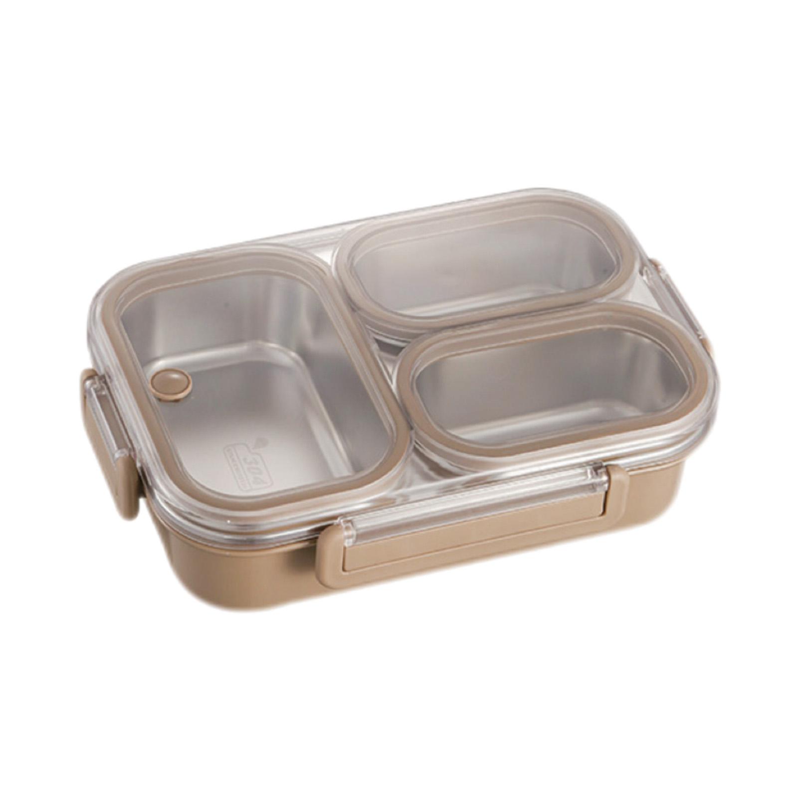 1L Stainless Steel Bento Box 3-Compartment Food Storage Containers Portable Sealed Lunch Boxes for Office&School&Healthy Eating хаки