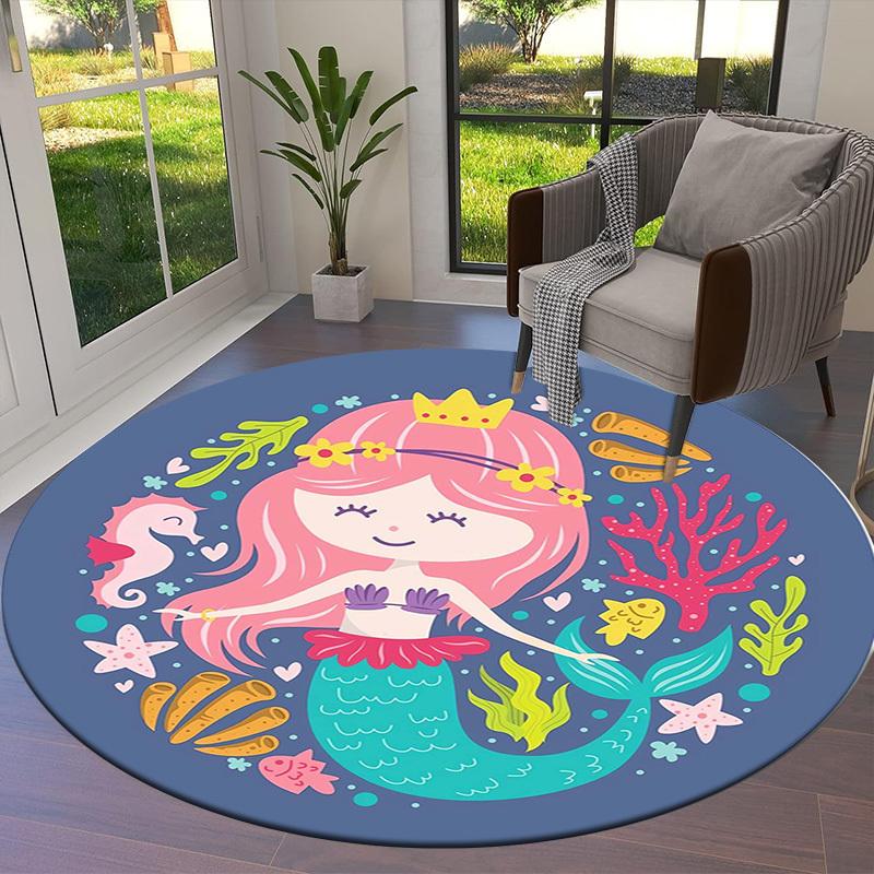 1pc Office Carpet Chair Mats Mermaid Fantasy Underwater Scene Perfect for Decorating Office Chairs, Living Rooms, Or Bedrooms