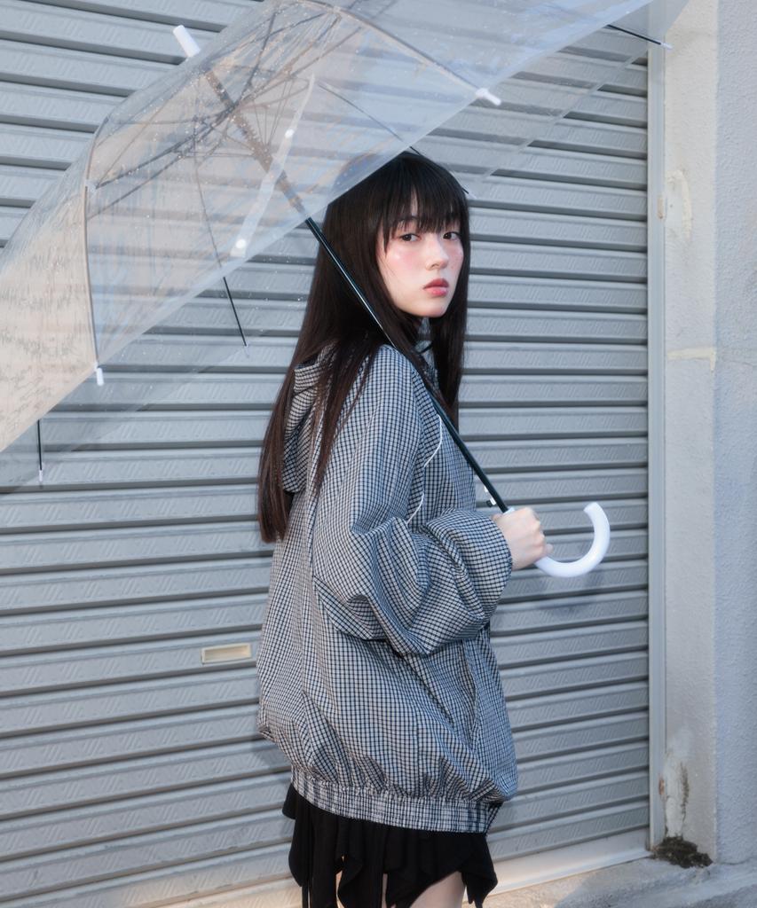 ROSEFRANTZ Rose Corsage Check Windbreaker [Navy]