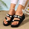 Fashion Fashion Shiny Sequins Clip Toe Slippers Women Summer Beach Flower Decor Wedge Slides Woman New Slip On Platform Sandals Mujer