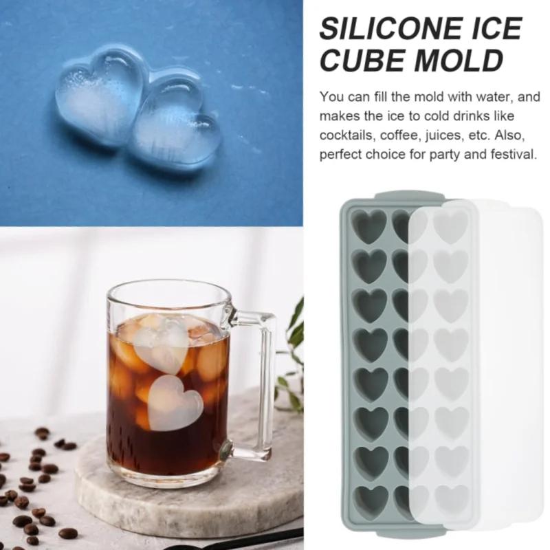 1set Ice Cube Tray with Lid, Quick Freeze Silicone Mold, Easy Release Ice Maker for Freezer, BPA-Free Leakproof 24-Cube Tray Set
