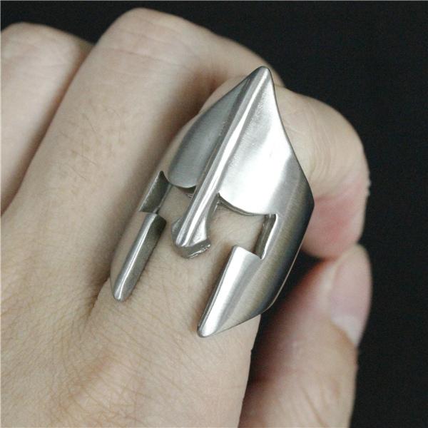 Drop Ship Size 7-16 Cool Fashion Helmet Armor Ring 316L  Stainless Steel Polishing Cool Fighter Biker Ring