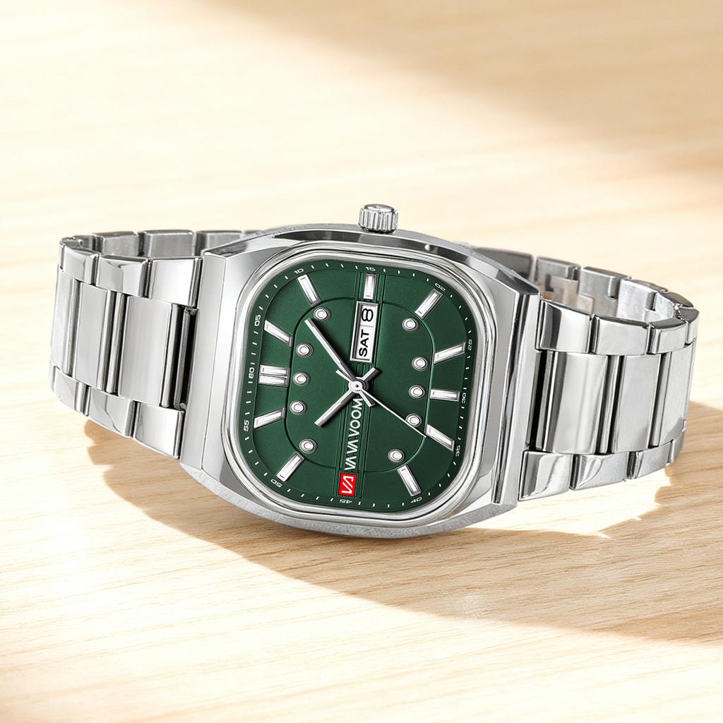 New Men Watches 40mm Square Quartz Movement Analog Diving Series Clock Black Stainless Steel Top Brand Watch for Men