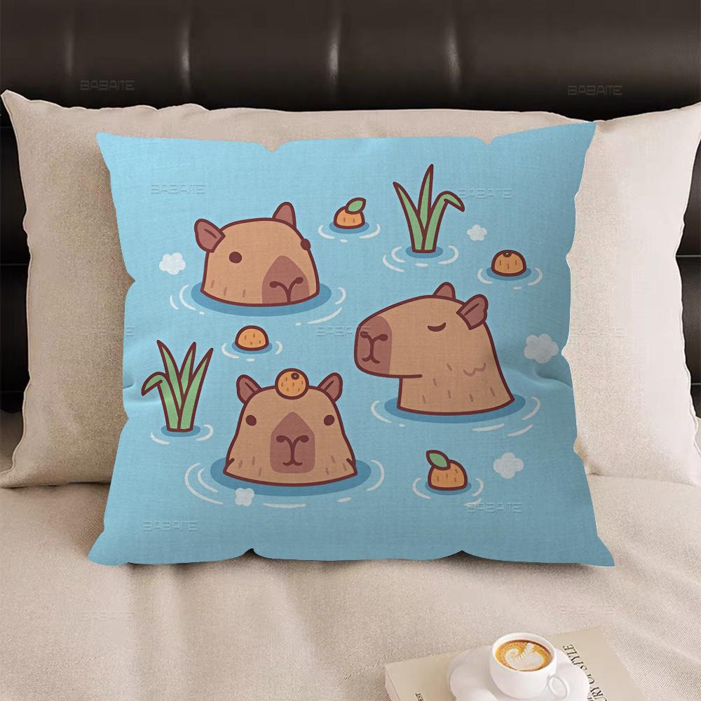 Cute Cartoon Capybara Office Cushion Pillowcase Car Cushion Cover45X45CM Lumbar Pillowcase Sofa Pillowcover