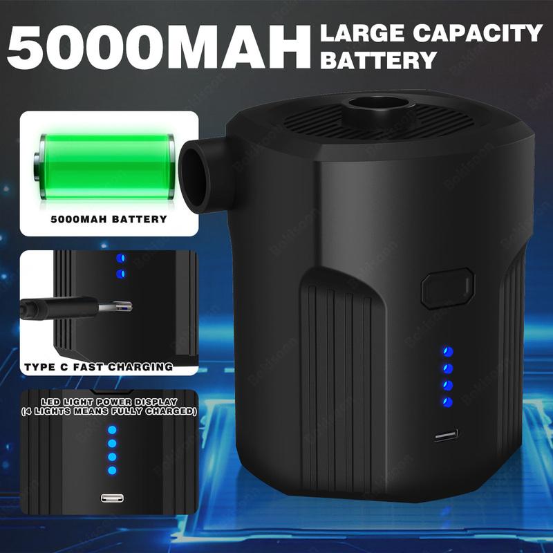 Portable Electric Air Pump for Inflatables with 5 Nozzles for Outdoor Camping,Air Mattress Beds,Boats,Cushion,Couch,Pool Floats