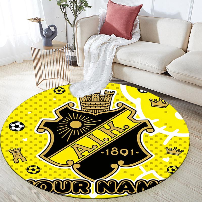Custom Name AIK Round Area Rug,Carpet Rug for Living Room Bedroom Sofa Playroom Decor,Non-slip Floor Mat