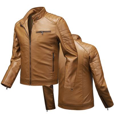 Kurtka skórzana męska kurtka slim modna cienka kurtka męska kurtka motocyklowa duży rozmiar stójka kurtka skórzana