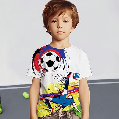 Boys 3D Graphic Football T Shirt Tee Short Sleeve 3D Print Summer Spring Active Sports Fashion Polyester