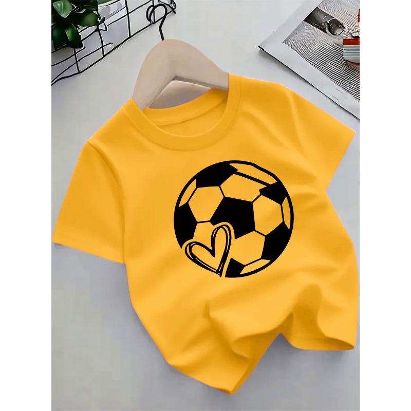 European sizes Short-Sleeve T-Shirt with a Cute Cartoon Soccer Pattern, Perfect for Comfortable And Breathable Summer Wear