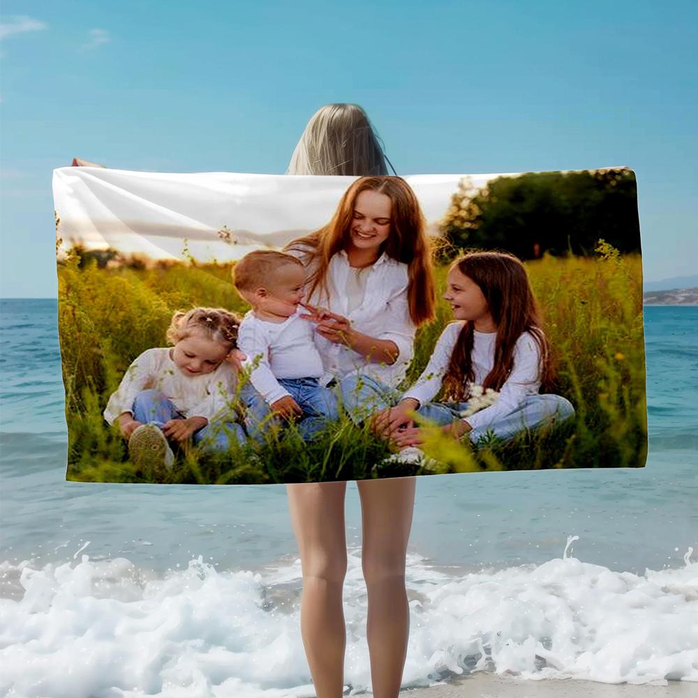 Personalized Beach Towel Custom Photo/Logo Oversized Beach Towel for Bath Pool Sports Camping Summer Party Gift
