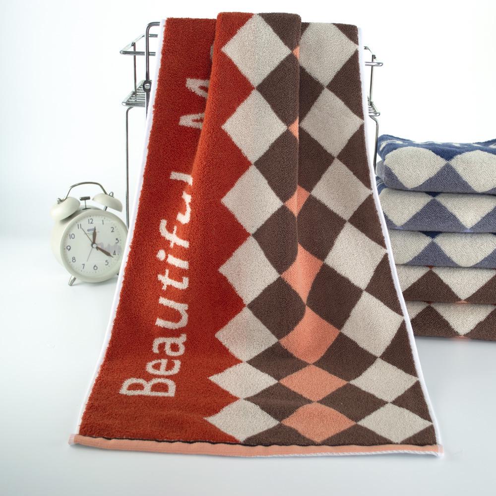 Absorbent Pure Cotton Plaid Face Towel, Yarn-Dyed Jacquard, Thickened 130g 74*34 cm
