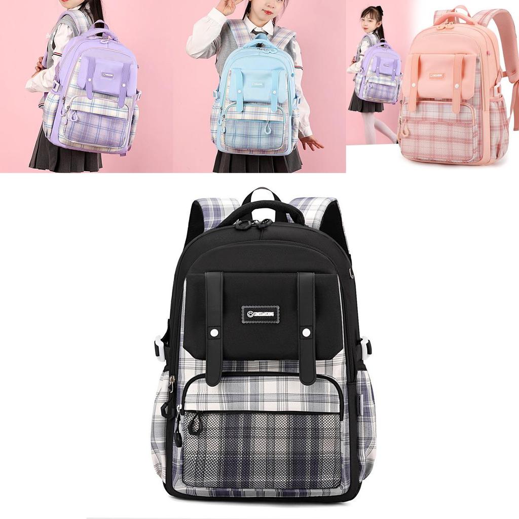 Stylish And Durable 2024 Girls School Backpack For Grades 2 To 6 With Cute Checkered Pattern