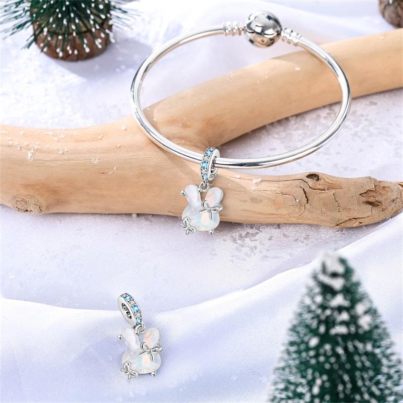 New Winter Series Pavé Clip Beads Snowflake & Butterfly Dangle Charm Fits Original Bracelet Cute Necklace Accessories Gift