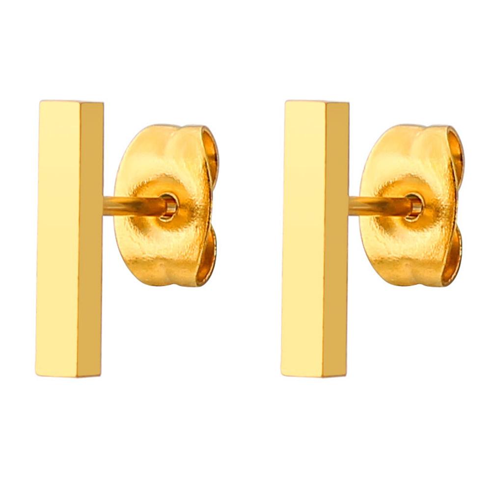 

1Pair Korean Women s Simple Earring Gold Color Stainless Steel Rectangular Charm Pendent Stud Earrings For Women Jewelry Gift
