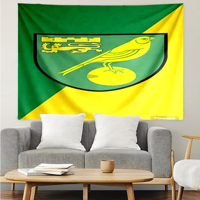 Norwich City Football Club Crest Tapestry, Unique Design Tapestry, Suitable for Bedroom,Livingroom, Playroom,Heartwarming Fan Holiday Gifts