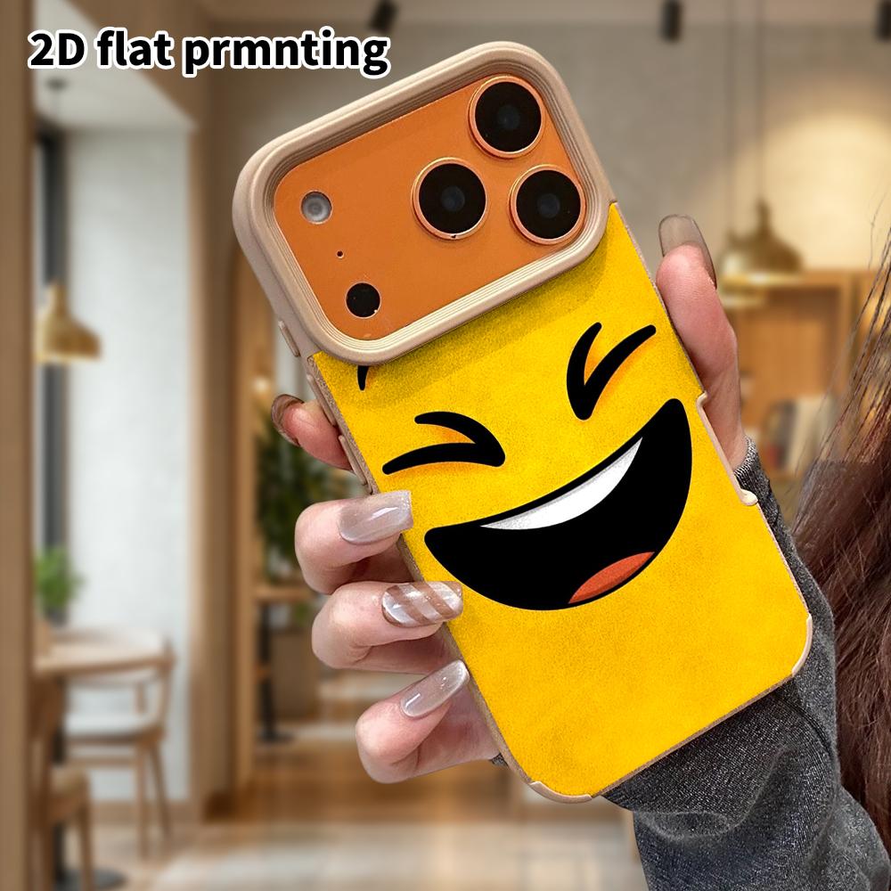 Phone Case: Lambskin 2D Flat Samsung Galaxy A34 A35 M05 M06 S20 S22 S21 FE Plus 5G Protective Case, Big Laugh Emoji, Christmas and Halloween Gift