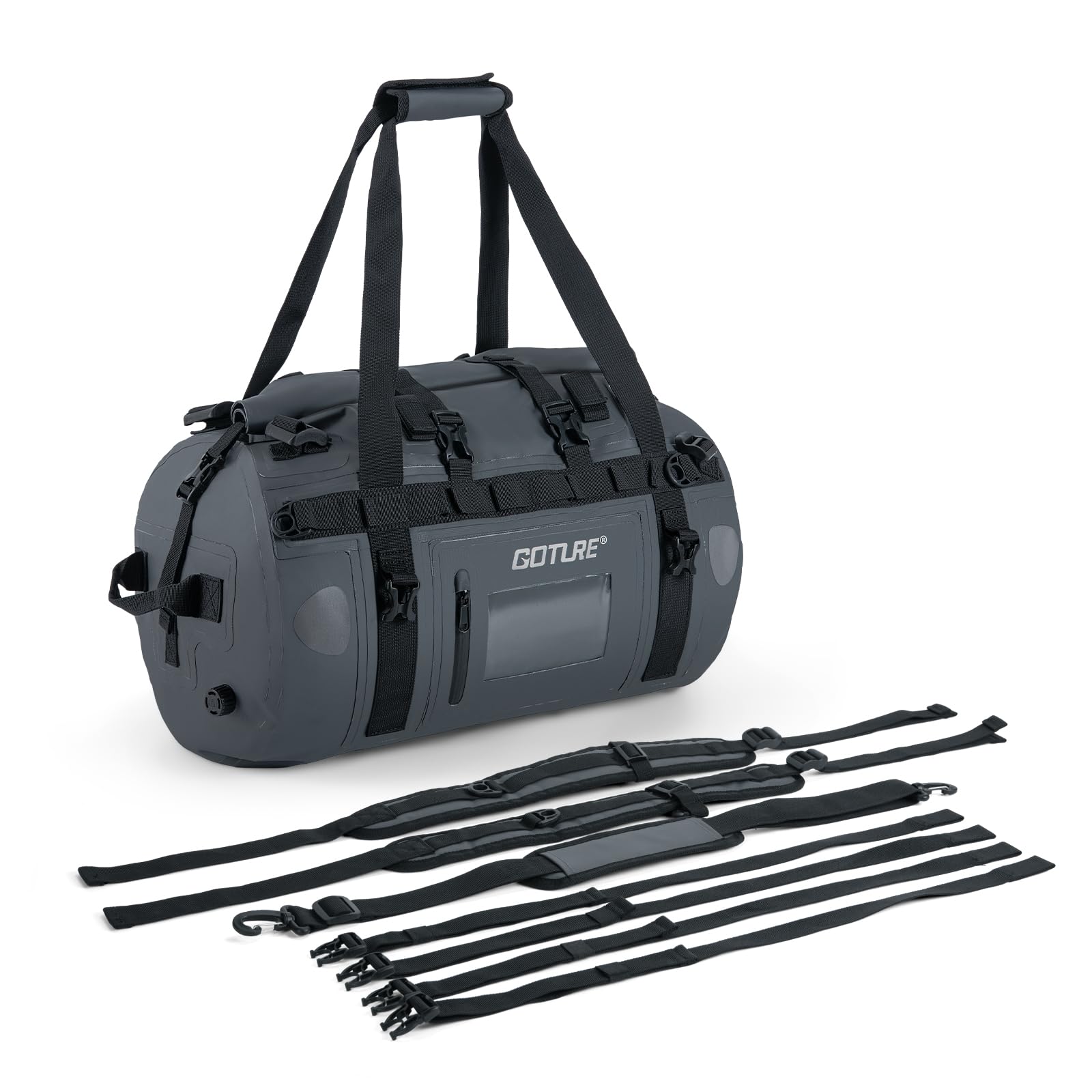 

GOTURE Motorcycle Seat Bag IPX6 Touring Camping Shoulder Reflective Drum Touring Seat Outdoor [40L, Waterproof] Bag, & Touring, Strap, Tape, One-Touch