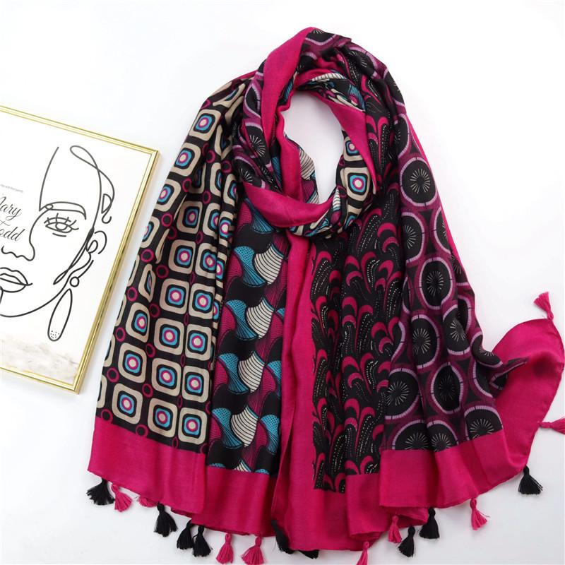 Autumn Women Tassel Viscose Scarf Bohemian Floral Cotton Hijab Shawls And Wraps Foulard Echarpe Bufandas Muslim Sjaal 180*90Cm