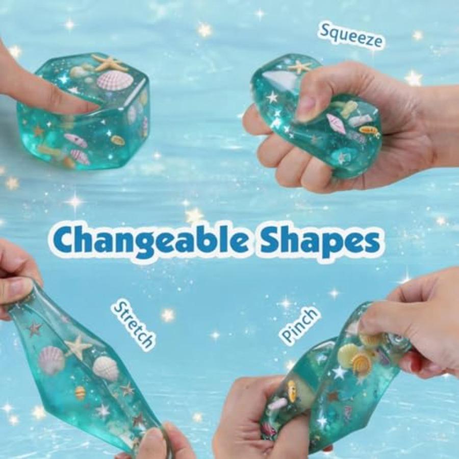 Ice Cube Squishy Toy, 2In Squeeze Stress Ball Relief Cubes For Adults, Soft Rubber Sensory Fidget Toy Cube For Anxious Stress R
