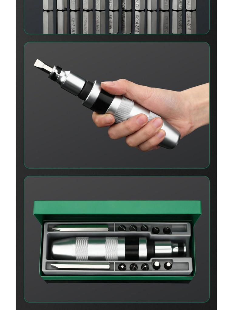 Impact Screwdriver Set: Rust Screw Extractor and Striking Bit Screw Remover.