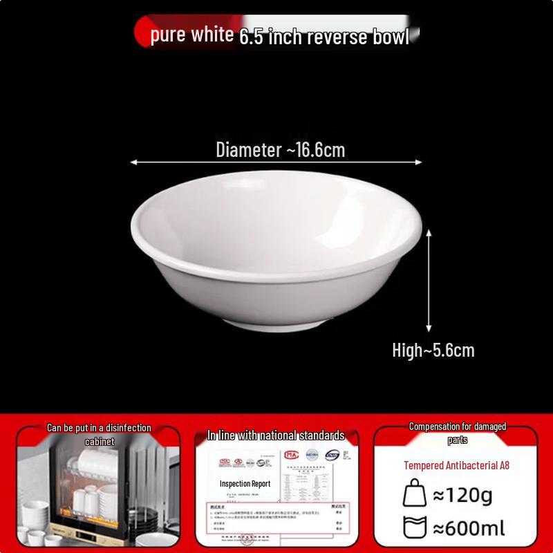 Yan Chu Ji 6.5-inch White Melamine Noodle Bowl