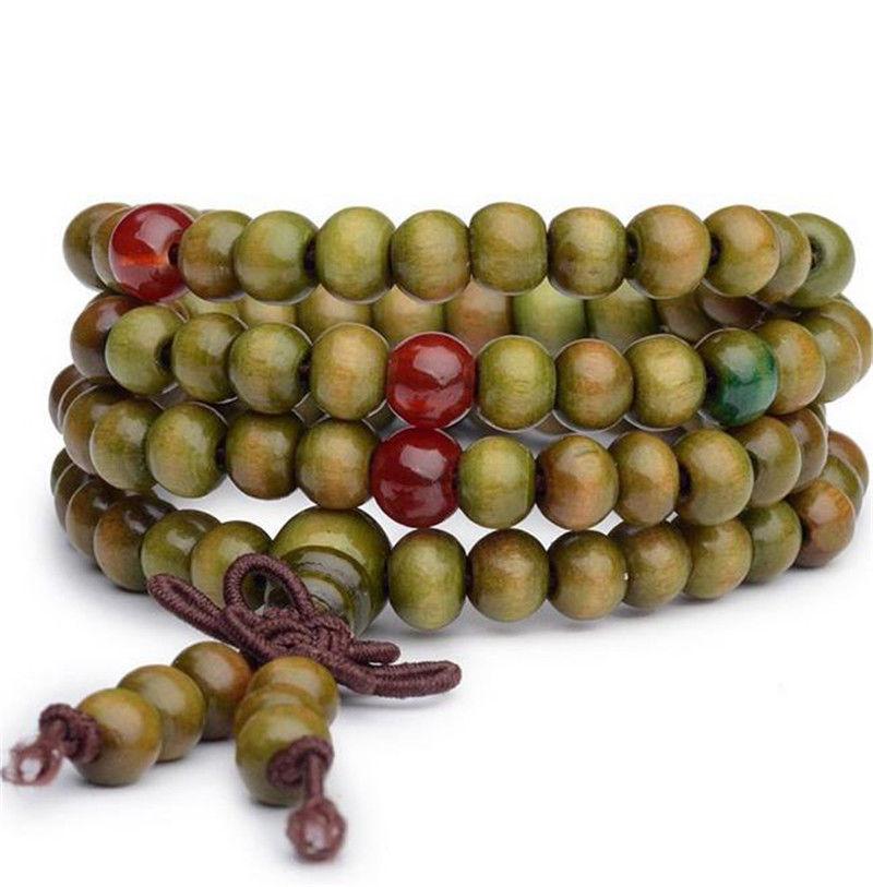 6mm Natural Sandalwood Buddhist Beads Bracelets 108 Beads Buddha Meditation Prayer Wood Beaded Bracelet layer Bangles Men Women
