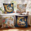 Eid Al-Adha Floral Lanterns Cushions Pillowcase Polyester Cushion Cover Throw Pillow Pillowcover Home Car Sofa Decor