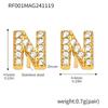 Qiong Yao 26-Letter Zircon Inlaid Jewelry Set: Gold-Plated Titanium Steel Necklace, Bracelet, Ring, and Stud Earrings.