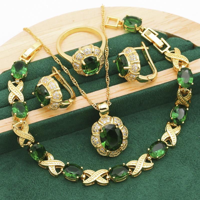 

Simple Atmosphere Full of Diamond Zircon Shiny Ladies Jewelry Set 6 yards