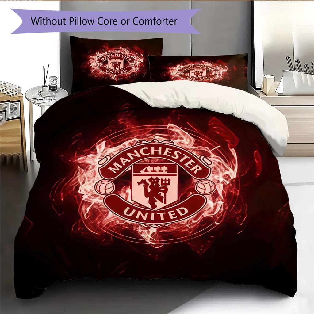 Set Lenzuola Trapunta Manchester United Copripiumino Federa Decorazione Casa Regalo di Compleanno (1 * copripiumino + 2 * federa, senza nucleo)