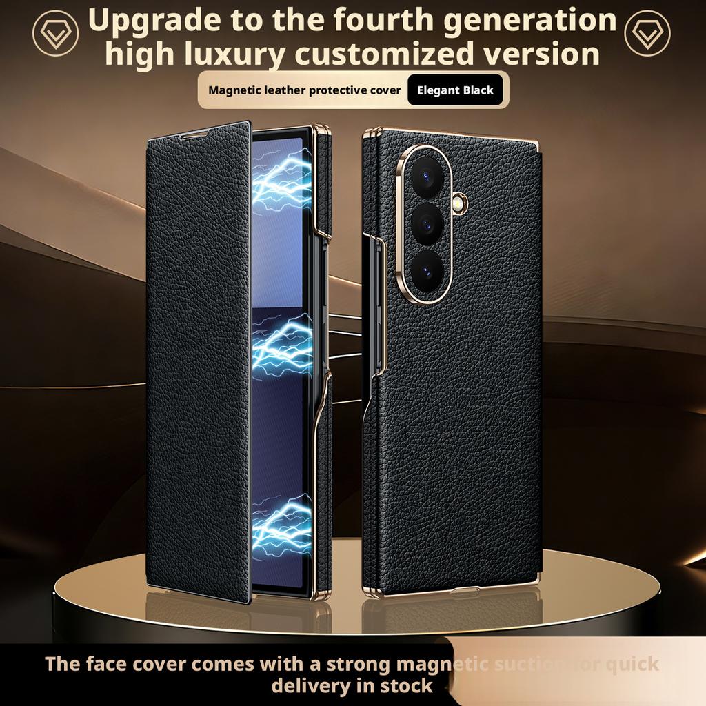 Luxury Premium Genuine Leather For Samsung Galaxy Z TriFold Case New Flip Magnetic Leather Full Protective Shockproof Cover