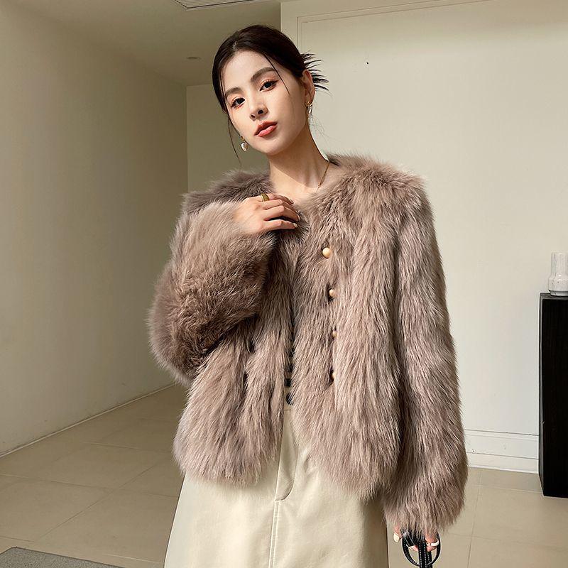 2025 Women s Short Faux Fox Fur Winter Coat - Stylish Haining Design XL 125-140 lbs