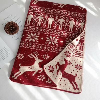 Autumn and Winter Christmas Snowflake Deer Elk Knitted Scarf Thickened Double-sided Love Couple Men's and Women's Scarf 41