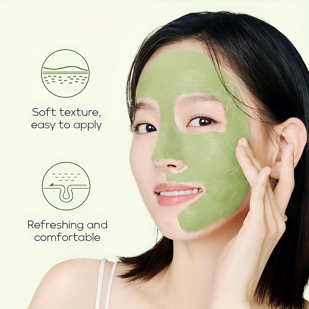 5g Green Tea Facial Mask Mud, Mild and Clean, Oil Control, Moisturizing and Firming Mud Facial Mask