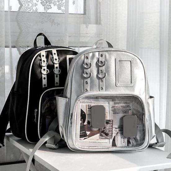 Ita Backpack Clear Anime Badge Display Backpack Teens Manga Merchandise Collectibles Holder Backpack with Front Window for Anime Exhibitions