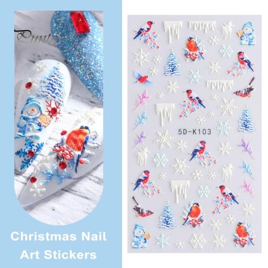 1 Sheet Christmas Nail Art Sticker Festive Santa Snowflake Elk Designs Safe Easy to Use Nail Decal for Beautiful Manicures
