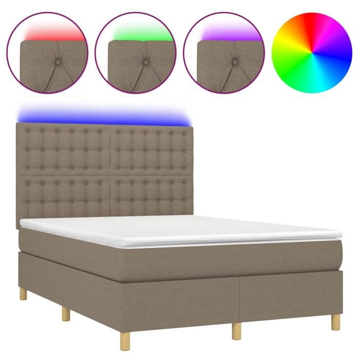 VidaXL Sommier à Lattes de Lit avec Matelas et LED, Lit Rembourré, Lit Double, Lit Adulte de Chambre à Coucher Intérieur, 3135753