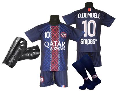 Conjunto de fútbol infantil DEMBELE + calcetines + espinilleras - talla 146