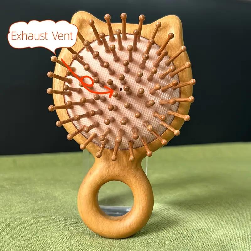 BEPAN Portable Cat Air Cushion Massage Comb Sandalwood Air Cushion Comb Cute Kitten Air Bag Combs Hair Styling Ring Scalp Massage Comb