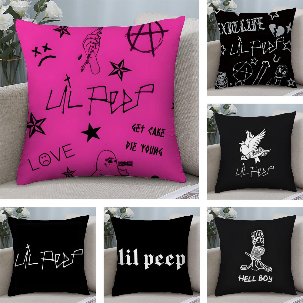 LLil PeepP HellS Boy Singer Cushion Cover Plush Fabric Soft DoubleSided Printed Sofa Warm Winter Home Child Gift Pillow Case
