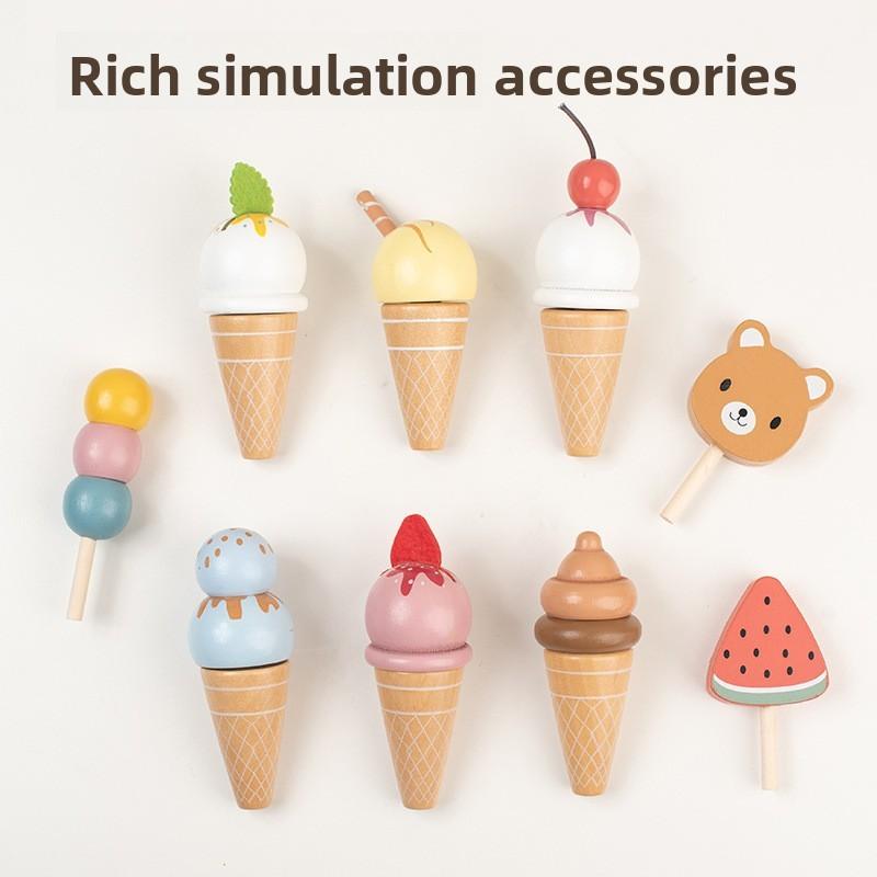 Simulated Ice Cream Shop Toy For Children With Wooden Food Accessories And Role Play Scenario