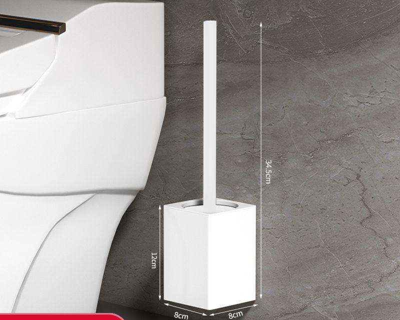 Tuqiu Black Toilet Brush Holder with Brush Aluminum White/Grey Bathroom Toilet Scrub Cleaning Brush Holder Set
