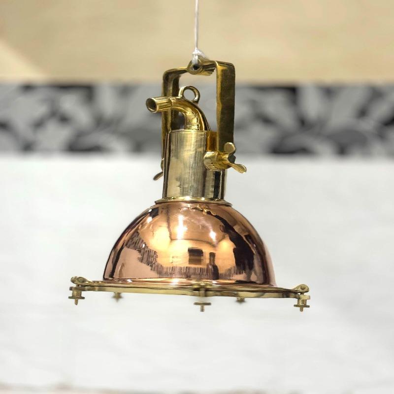 Luminária Pendente de Teto Marinha de Cobre e Latão | Lâmpada Pendente de Carga Náutica | Decoração Vintage para Casa