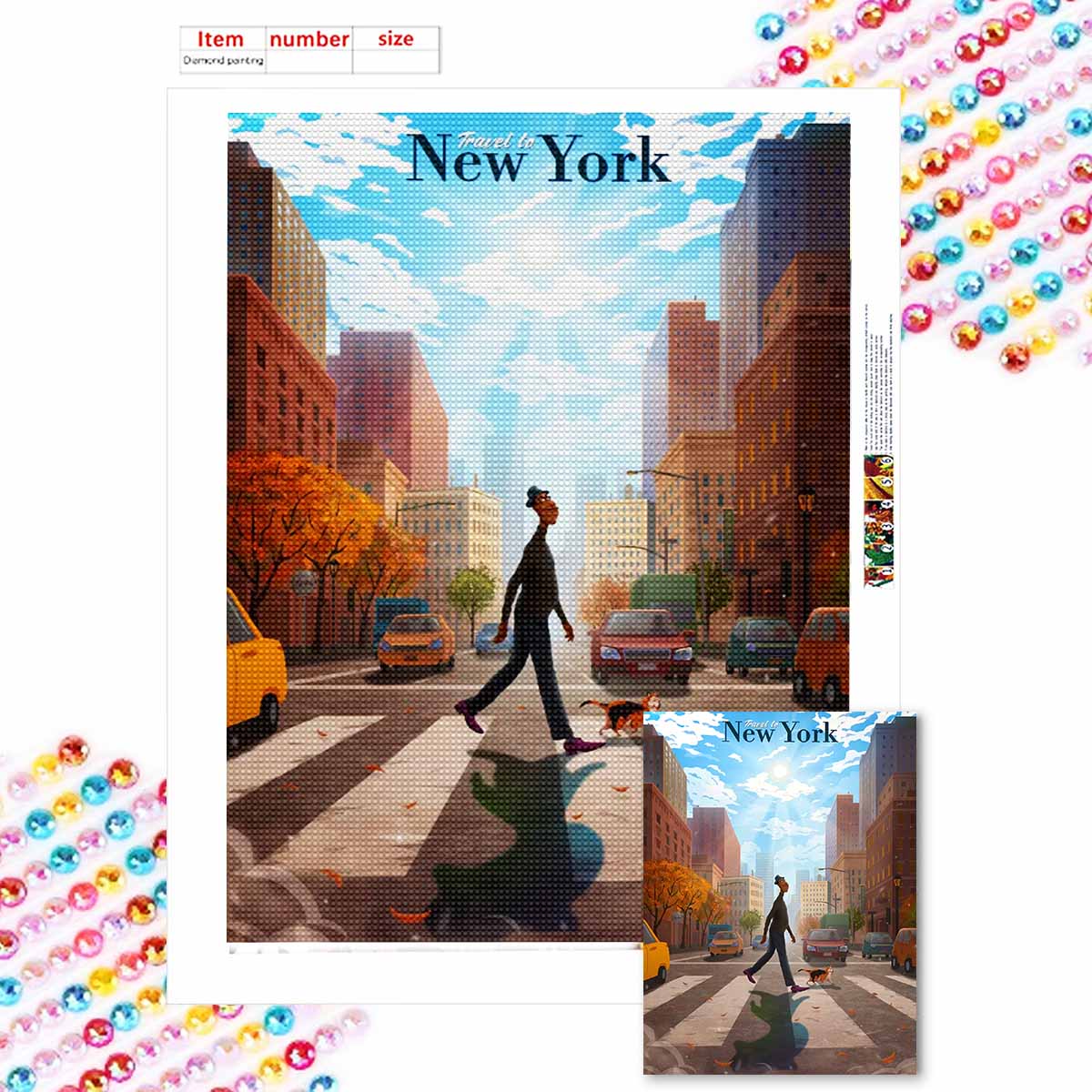 

Full Round Diamond Painting New York Art Rhinestone Picture Mosaic DIY 5D Cross Stitch Embroidery Home Decoration Round 20x30cm