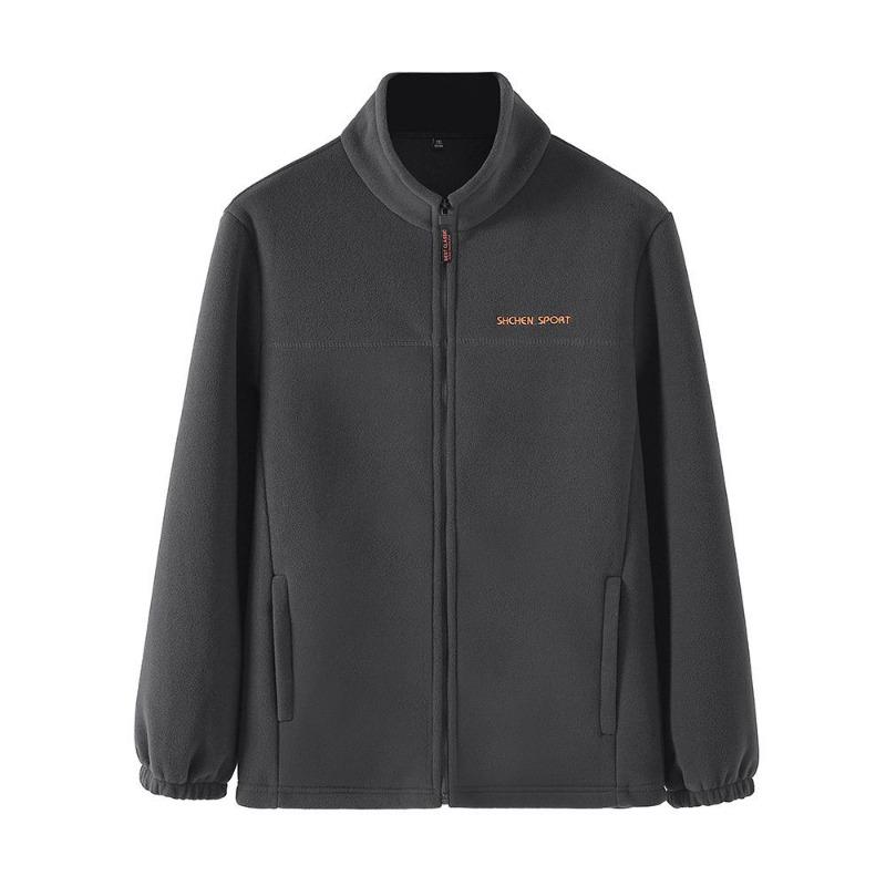 Automne Hiver Nouveau Style Col Montant Épaissi Veste Polaire Hommes Âgés d'Âge Moyen Veste Polaire Chaude Décontractée